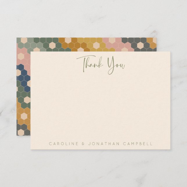 Earthy Boho Geometric Chic Modern Personalisiert Dankeskarte (Vorne/Hinten)