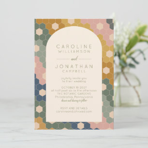 Earthy Boho Geometric Chic Modern Wedding Einladung
