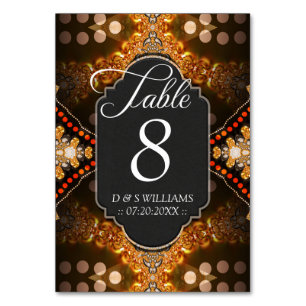 Earthy Boho Gold Wedding Tischnummer Cards
