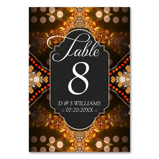 Earthy Boho Gold Wedding Tischnummer Cards (Vorderseite)