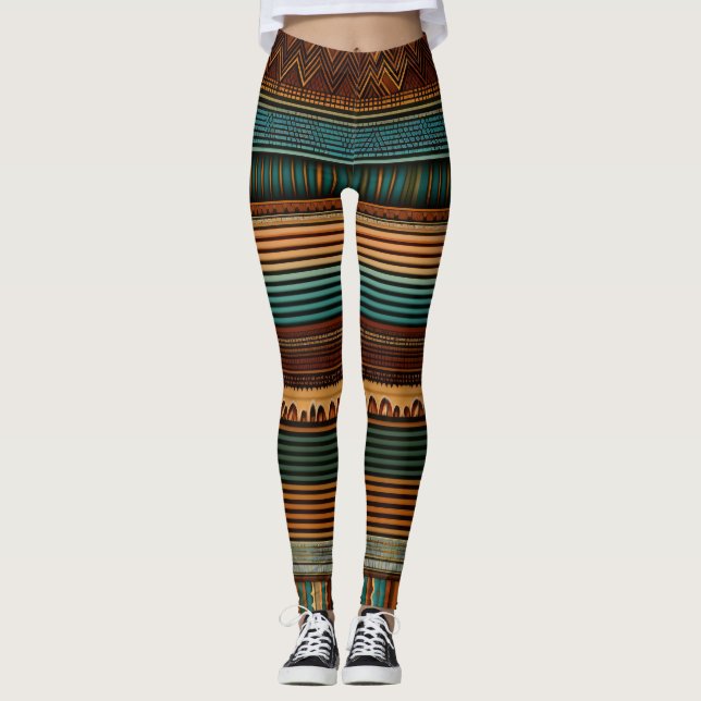 Earthy Boho Lines Leggings (Vorderseite)