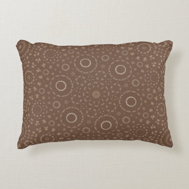 Earthy Boho Mandala Geometric Pattern | Brown Rust Dekokissen (Vorderseite)
