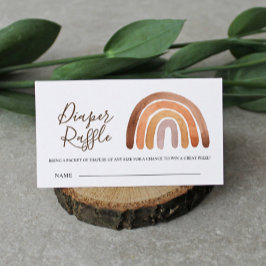 Earthy Boho Rainbow Baby Duwer Diaper Raffle Begleitkarte