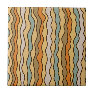 Earthy Boho Retro Wavy Stripe Fliese