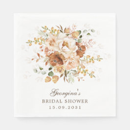 Earthy Boho Terracotta Burnt Orange Floral Garden Serviette