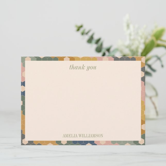 Earthy Boho Vintag Brautparty Personalisiert Dankeskarte (Stehend Vorderseite)