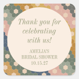 Earthy Boho Vintag Custom Brautparty Danke Quadratischer Aufkleber