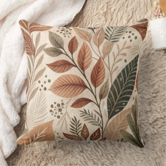 Earthy Botanical Leaf Throw Pillow Kissen
