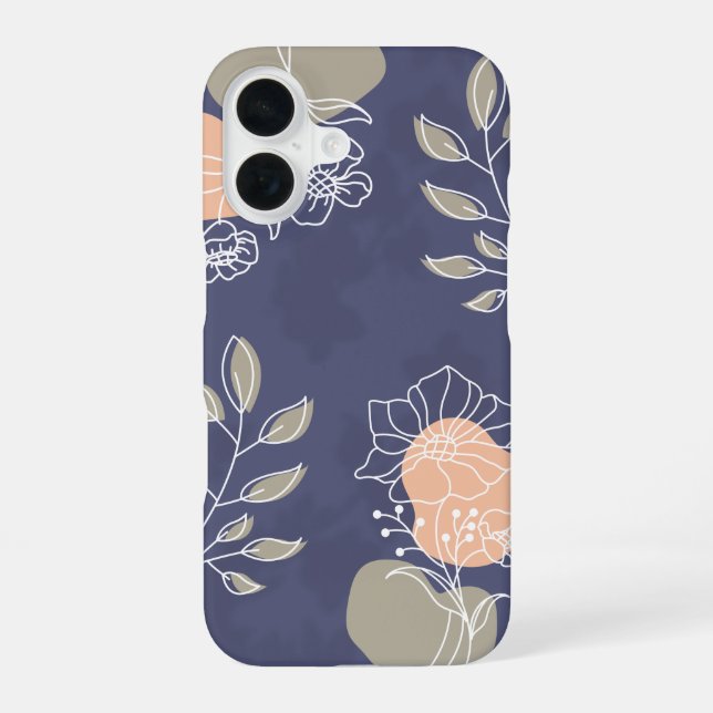 'Earthy Botanical Line Art' iPhone 16 Hülle (Rückseite)