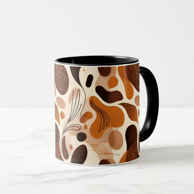 Earthy Botanical Mix Mug – Modern Abstract Design Tasse (VorderseiteRechts)