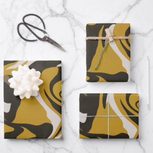 Earthy Brown Abstrakt Art mit flüssigen Wirbel Geschenkpapier Set