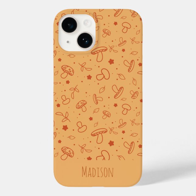 Earthy Brown Fall Mushroom Pattern Case-Mate iPhone Hülle (Rückseite)