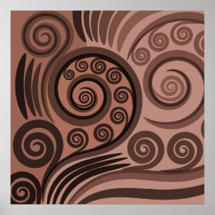 Earthy Brown Fern FronCurls Poster