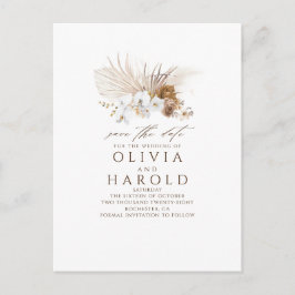 Earthy Brown Floral Boho Exotic Save the Date Ankündigungspostkarte