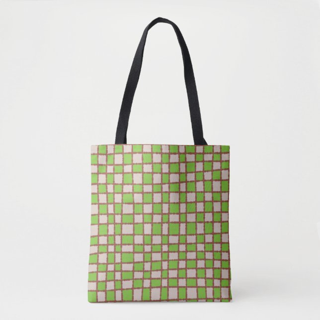 Earthy Brown Green Checkered Checkerboard-Muster (Vorderseite)