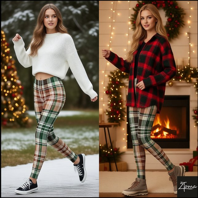 Earthy Brown Green Khaki Flannel Plaid Leggings (Von Creator hochgeladen)