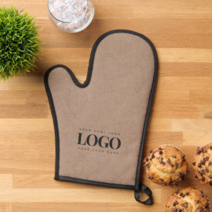 Earthy Brown Kraft & Custom Business Rectangle Log Ofenhandschuh