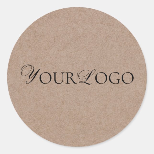 Earthy Brown Kraft & Custom Long Business Logo Runder Aufkleber (Vorderseite)