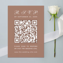 Earthy Brown QR Code Simple Calligraphy Wedding