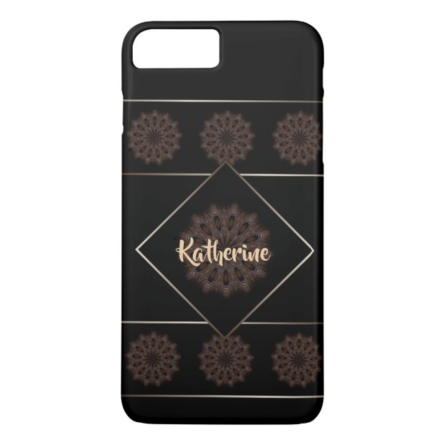 Earthy Brown Rustic Mandala Monogram Case-Mate iPhone Hülle (Rückseite)