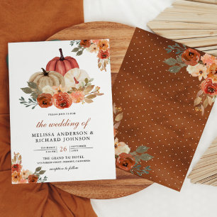 Earthy Burnt Orange Floral Pumpkin Wedding Einladung