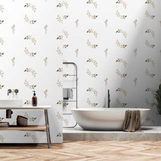 Earthy Chic: Brawn Floral Line Art Peel and Stick Tapete