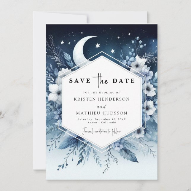 Earthy Chic Moonlit Wedding Save The Date (Vorderseite)