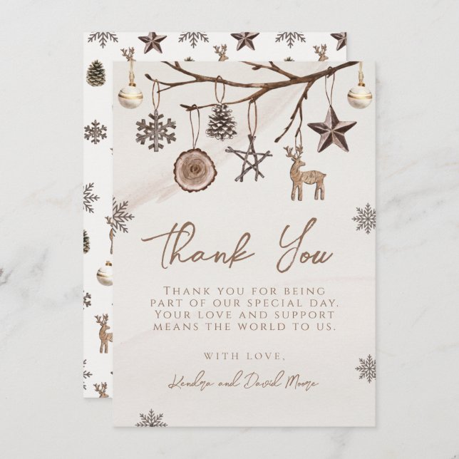 Earthy Christmas Dankeschön-Karte für Babydusche Dankeskarte (Vorne/Hinten)