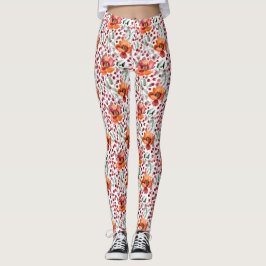Earthy Colors, Fall Flowers Leggings