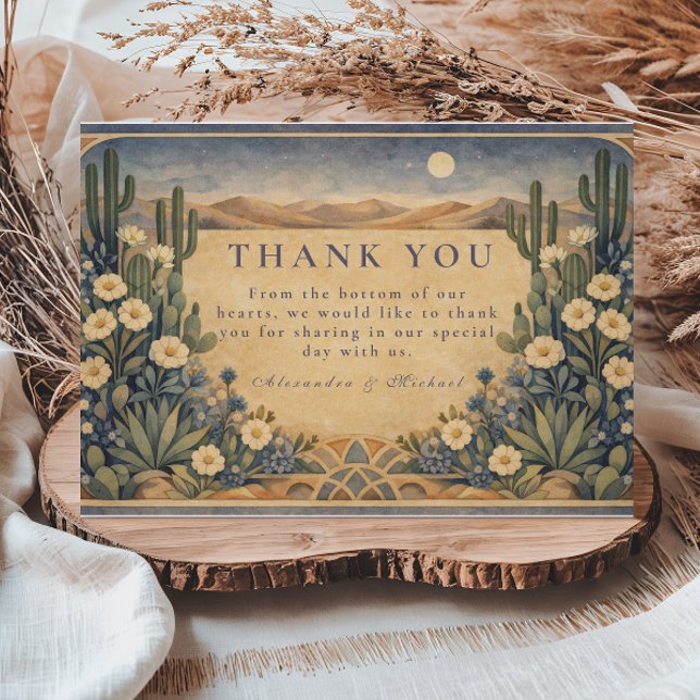 Earthy Desert Floral Wedding Dankeskarte (Von Creator hochgeladen)