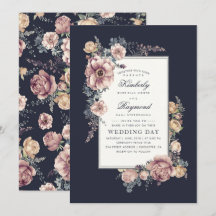Earthy Dusty Rose and Navy Blue Floral Wedding