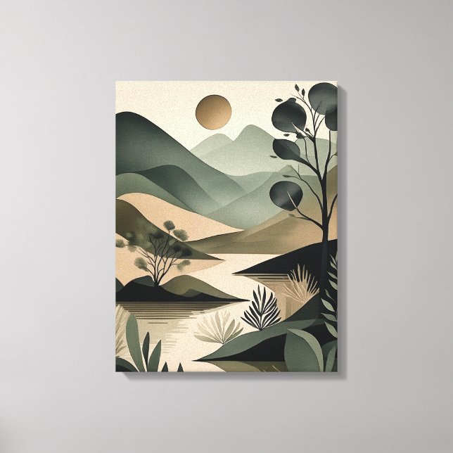 Earthy Elegance: Abstrakte Szene und Schwarz Leinwanddruck (Vorderseite)