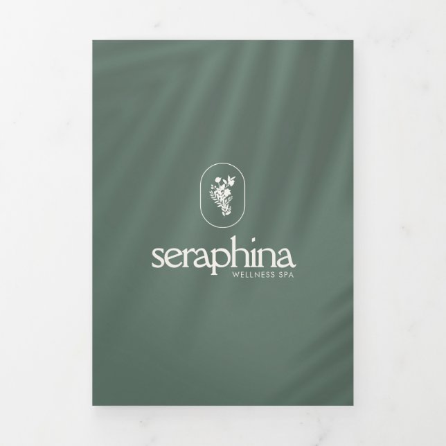 Earthy Elegance Logo Beauty, Wellness-Center Sage  Dreifach Gefaltete Karte (Cover)