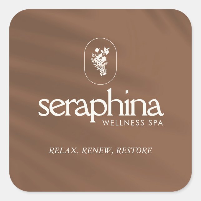Earthy Elegance Logo Beauty, Wellness, Spa Rust Quadratischer Aufkleber (Vorderseite)