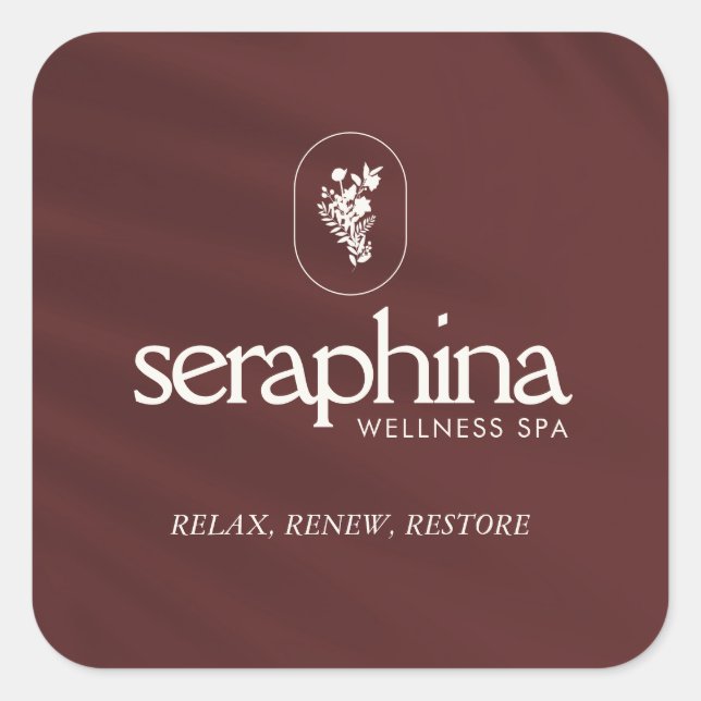 Earthy Elegance Logo Schönheit, Boutique, Wellness Quadratischer Aufkleber (Vorderseite)