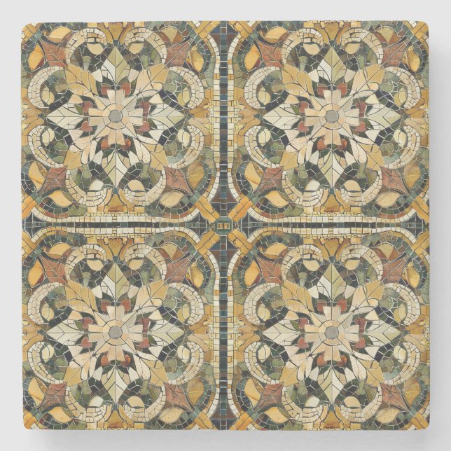 Earthy Elegance Mosaic Steinuntersetzer (Vorderseite)