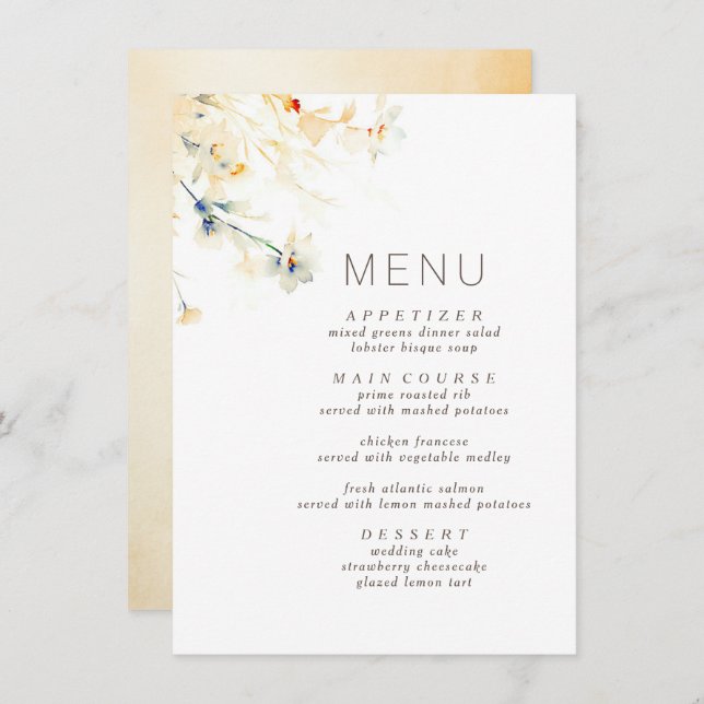 Earthy Fall Shades Elegant Wedding Menu Menükarte (Vorne/Hinten)