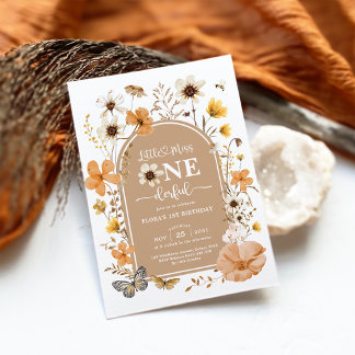 Earthy Fall Wildblume Miss Onederful 1. Einladung