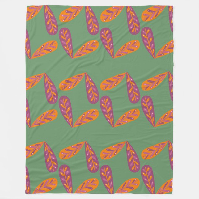 Earthy Feather Pattern Fleecedecke (Vorderseite)