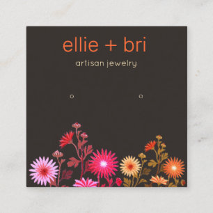 Earthy Floral Boho Stud Earring Display Quadratische Visitenkarte