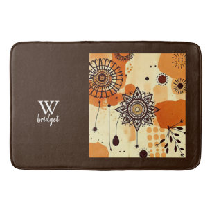 Earthy Floral Mandala Warm Boho Muster Badematte