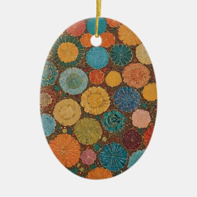 Earthy Floral Mosaic Pattern Ornament (Vorne)