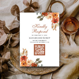 Earthy Floral Terracotta QR Code UAWG Wedding Begleitkarte