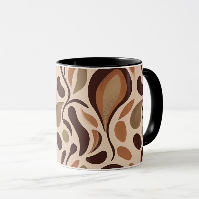 Earthy Fluid Shapes Mug – Minimal Abstract Style Tasse (VorderseiteRechts)