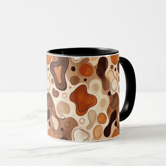 Earthy Fluid Shapes Mug – Minimal Abstract Style Tasse (VorderseiteRechts)