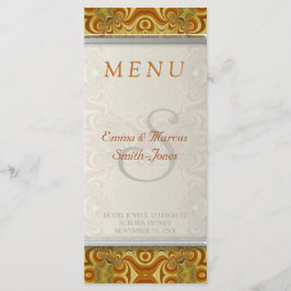 Earthy Gold Retro Bohemisch Vintage Wedding Menu Menükarte