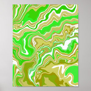 Earthy Green Fluid Abstrakt Art Poster