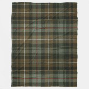 Earthy Green und Brown Tartan Fleecedecke