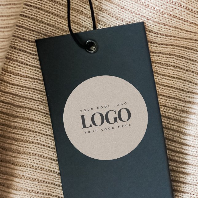 Earthy Grey Kraft & Custom Business Rectangle Logo Runder Aufkleber (Von Creator hochgeladen)