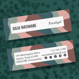 Earthy Handmade Wavy Strips w Social Icons Mini Visitenkarte